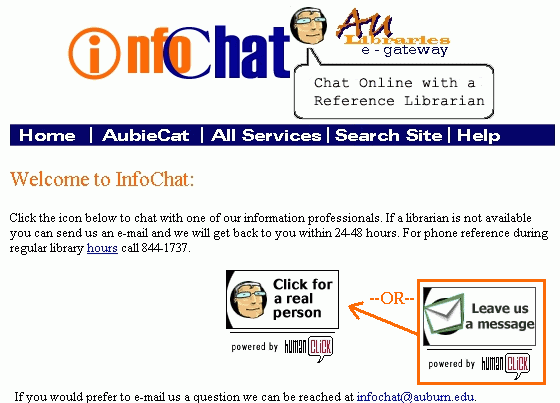 [InfoChat entry page]