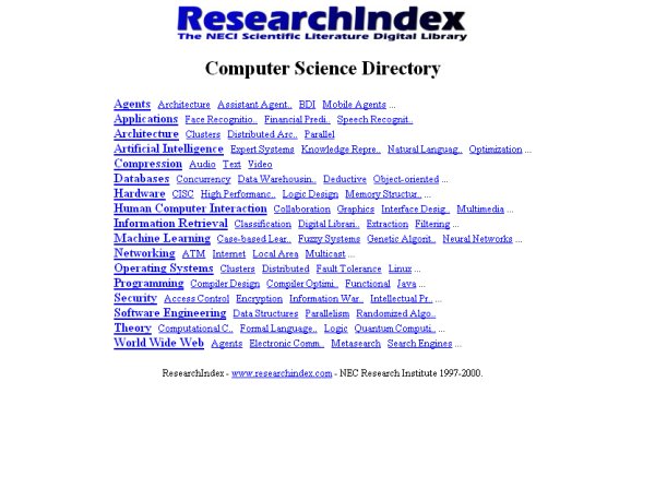 Image of Research Index Computer Science 
Directory